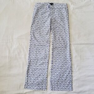 Women's Willi Smith Linen Blend Blue White Aztec Tribal Print Pants Size 2
